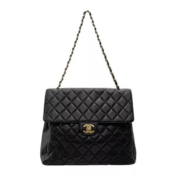 Auth CHANEL Matelasse Chain Shoulder Bag Black/Gold Leather/Metal - Picture 1 of 15